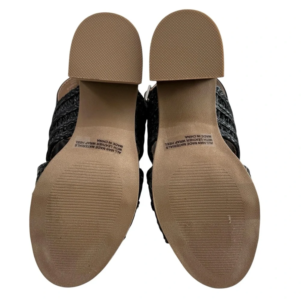 DV Dolce Vita Rian Black Woven Straw Slingback Mule Sandals Size 8 - Picture 11 of 16